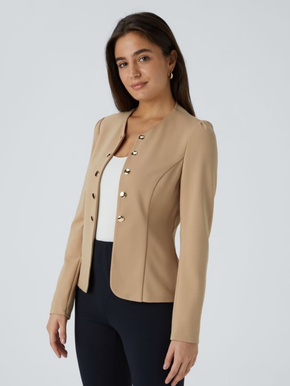 Halara Women's Round Neck Long Sleeve Button Slim Work Blazer Sz M NWT